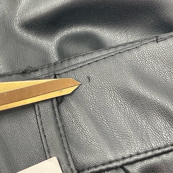 ZARA Faux Leather Pants Size Large Black Zipper Flare Vegan Mob Wife Bootcut NWT - Picture 8 of 14